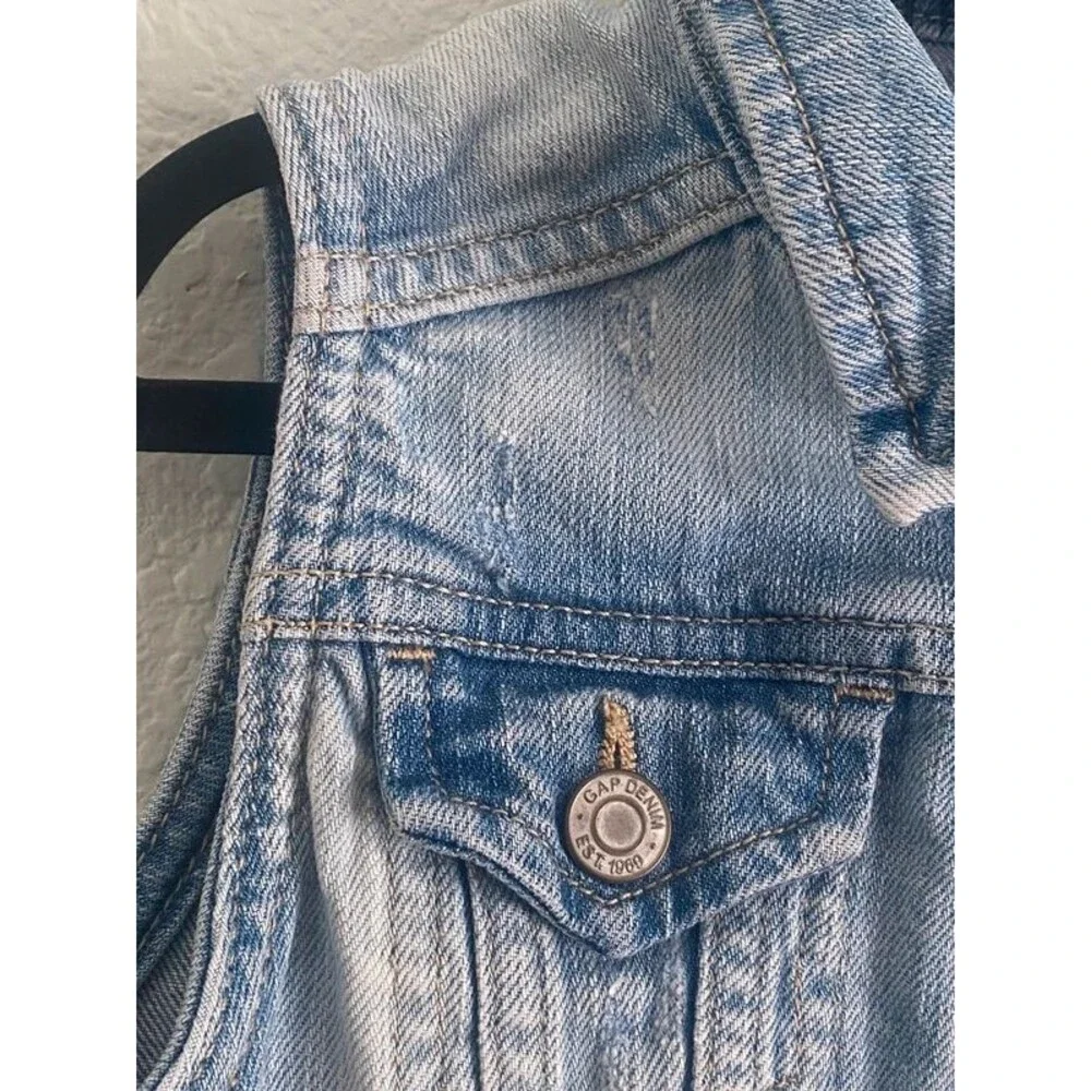 Gap Kids Distressed Blue Jean Denim Vest Indie Y2K 4/5 XS